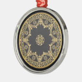 黒と金ゴールドの装飾デザイン メタルオーナメント (左)