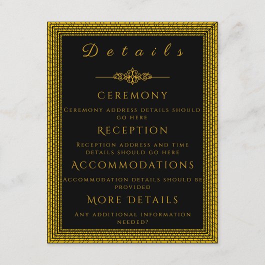 黒と金ゴールドの装飾要素エンクロージャ エンクロージャーカード (正面)