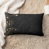 黒と金ゴールドの装飾 ランバークッション (ブランケット)