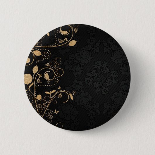 黒と金ゴールドの装飾 缶バッジ (正面)