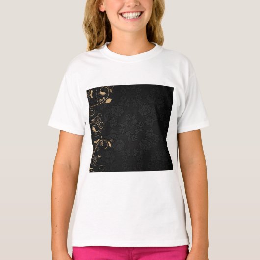 黒と金ゴールドの装飾 Tシャツ (正面)
