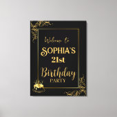 黒と金ゴールドの誕生日を引き伸ばしキャンバス印刷 キャンバスプリント (正面)