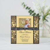 黒と金ゴールドの誕生日パーティー 招待状 (スタンド正面)