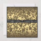 黒と金ゴールドの誕生日パーティー 招待状 (裏面)