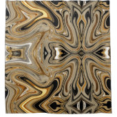 黒と金ゴールドの豊かさ シャワーカーテン (正面)