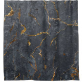 黒と金ゴールドの贅沢な大理石テクスチャ シャワーカーテン (正面)