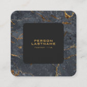 黒と金ゴールドの贅沢な大理石テクスチャ スクエア名刺 (正面)