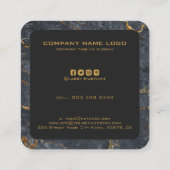 黒と金ゴールドの贅沢な大理石テクスチャ スクエア名刺 (裏面)