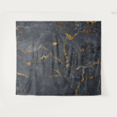 黒と金ゴールドの贅沢な大理石テクスチャ タペストリー (正面(横))