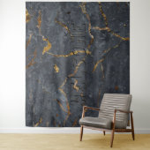 黒と金ゴールドの贅沢な大理石テクスチャ タペストリー (インサイチュ)