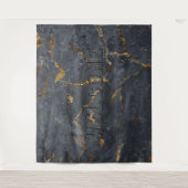 黒と金ゴールドの贅沢な大理石テクスチャ タペストリー (正面)