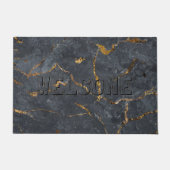 黒と金ゴールドの贅沢な大理石テクスチャ ドアマット (正面)