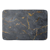 黒と金ゴールドの贅沢な大理石テクスチャ バスマット (正面)