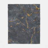 黒と金ゴールドの贅沢な大理石テクスチャ フリースブランケット (正面)