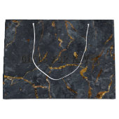 黒と金ゴールドの贅沢な大理石テクスチャ ラージペーパーバッグ (正面)