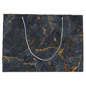 黒と金ゴールドの贅沢な大理石テクスチャ ラージペーパーバッグ (裏面)