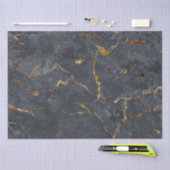 黒と金ゴールドの贅沢な大理石テクスチャ 薄葉紙 (クラフト)