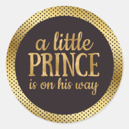 黒と金ゴールドの赤ちゃんシャワーシール ラウンドシール