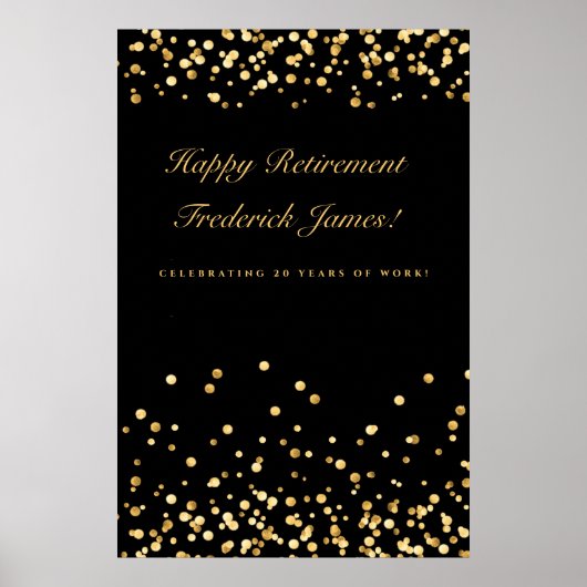 黒と金ゴールドの退職パーティーのサイン、退職 ポスター (正面)