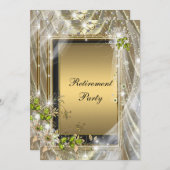 黒と金ゴールドの退職パーティー 招待状 (正面/裏面)