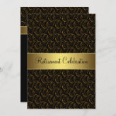 黒と金ゴールドの退職パーティー 招待状 (正面/裏面)