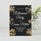 黒と金ゴールドの退職パーティー 招待状 (スタンド正面)