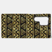黒と金ゴールドの部族の幾何学的パターン SAMSUNG GALAXYケース (裏面横)