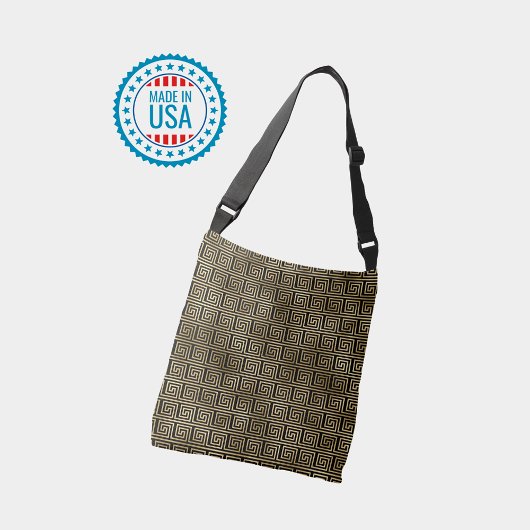 黒と金ゴールドの鍵パターン クロスボディバッグ