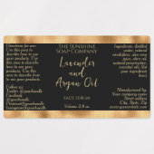 黒と金ゴールドの防水性化粧品用ドロッパーボトル ラベル (デザイン1)