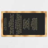 黒と金ゴールドの防水成分ラベル ラベル (デザイン1)