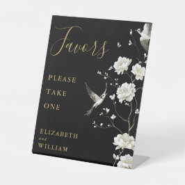 黒と金ゴールドの陳腐なフローラの好意結婚の 台座サイン