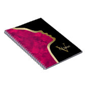 黒と金ゴールドの顔モノグラム名 ノートブック (右側)