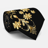 黒と金ゴールドの首 ネクタイ (ロール)