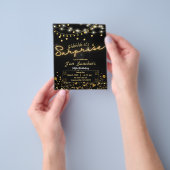 黒と金ゴールドの驚きの予算の招待QRcode チラシ (手)