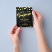 黒と金ゴールドの驚きの予算の招待QRcode チラシ (手)