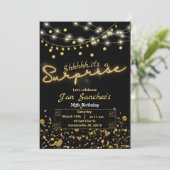 黒と金ゴールドの驚きの予算招待状QRcode F 招待状 (スタンド正面)