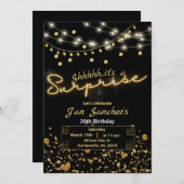 黒と金ゴールドの驚きの予算招待状QRcode F 招待状 (正面/裏面)