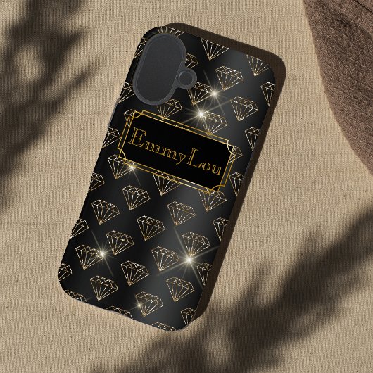 黒と金ゴールドの魅力的なアートデコダイヤモンド Case-Mate iPhoneケース