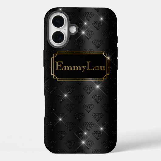 黒と金ゴールドの魅力的なアートデコダイヤモンド Case-Mate iPhoneケース (裏面)