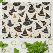 黒と金ゴールドの魔女の帽子スタークリームハロウィーン キッチンタオル (折り畳み)