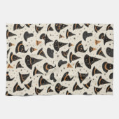 黒と金ゴールドの魔女の帽子スタークリームハロウィーン キッチンタオル (横)