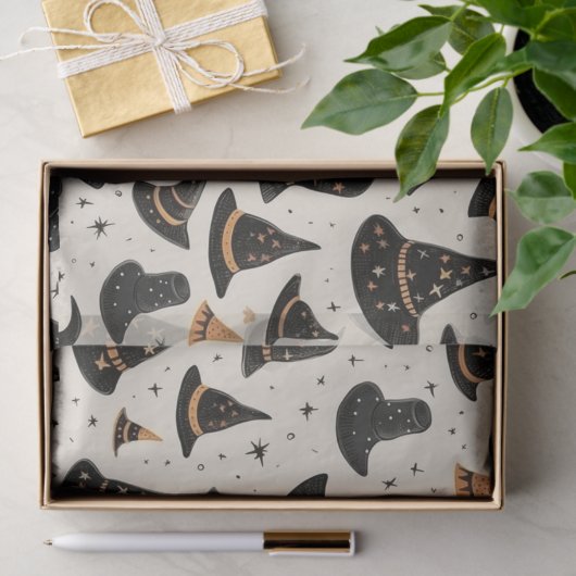 黒と金ゴールドの魔女の帽子スタークリームハロウィーン 薄葉紙 (ギフト)