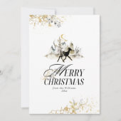 黒と金ゴールドの魔法森林写真クリスマス シーズンカード (正面)