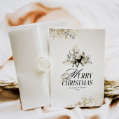 黒と金ゴールドの魔法森林写真クリスマス シーズンカード