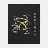 黒と金ゴールドの30歳の誕生日のスクリモダンプトスタイリッシュ フリースブランケット (正面)