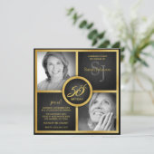 黒と金ゴールドの50エレガント番目の誕生日写真 招待状 (スタンド正面)