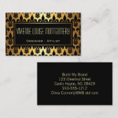 黒と金ゴールドの(紋章の)フラ・ダ・リパターン名刺 名刺 (正面/裏面)