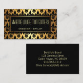 黒と金ゴールドの（紋章の）フラ・ダ・リパターン名刺 名刺 (正面/裏面)