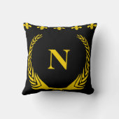 黒と金ゴールドの(紋章の)フラ・ダ・リ文字と数字 クッション (裏面)