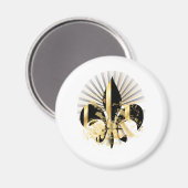 黒と金ゴールドの（紋章の）フラ・ダ・リ マグネット (正面/裏面)